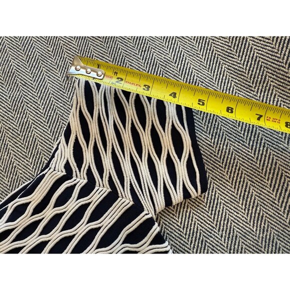 Michael Kors S Black & White Textured Knit Off-Shoulder Midi Dress With Back Zip - Picture 8 of 8